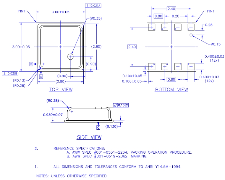 Package dimensions
